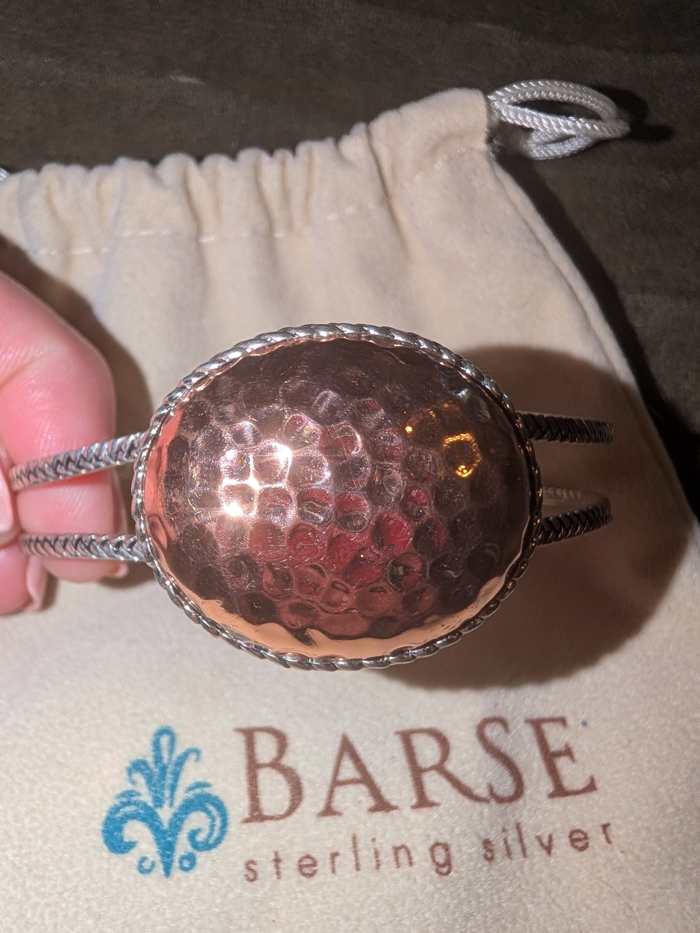 Studio Barse Hammered Copper & Sterling Silver Cuff Bracelet - Rose Copper